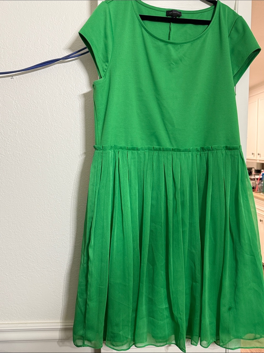 The Limited Green Cap-Sleeve Chiffon Skirt Dress